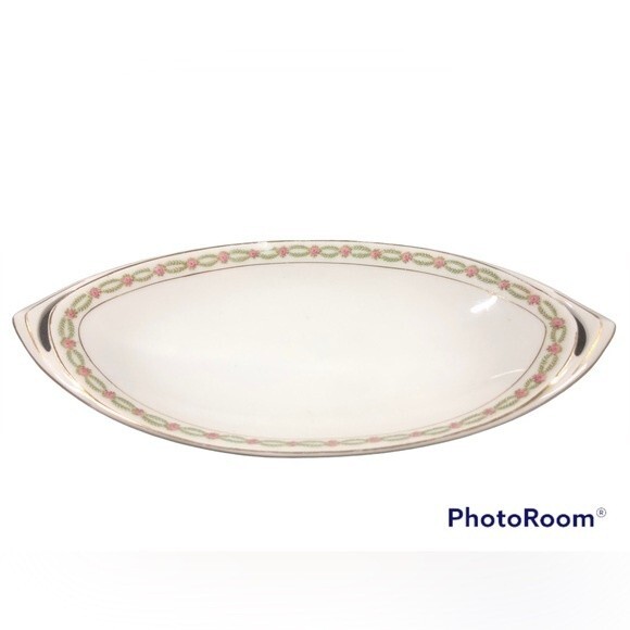 Rosenthal Donatello Bavaria Oval Relish Tray Hand Painted Roses Green Laurels